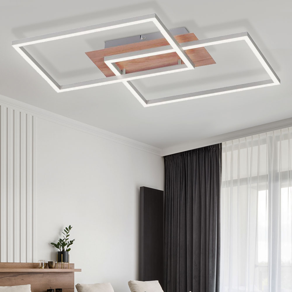 Luxus LED Decken Lampe Ess Zimmer Leuchte Holz Dekor Strahler CCT