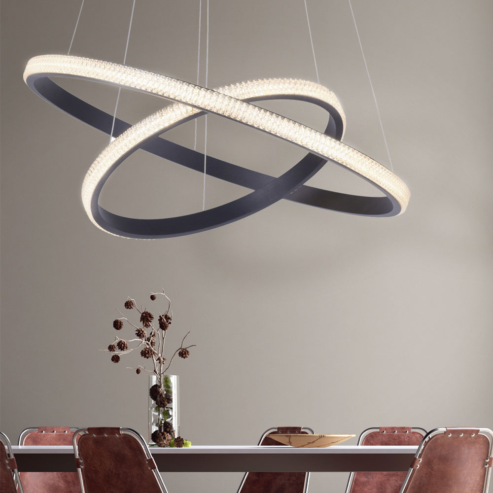 LED Hänge Lampe ETC Shop verstellbar Ring SWITCH Strahler DIMMER Leuchte Kristall Höhe | Pendel Decken
