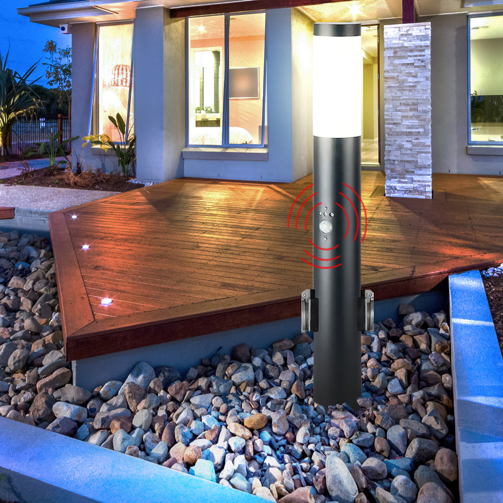 Eclairage de chemin LED extérieur avec détecteur de mouvement lampadaire  dimmable avec télécommande éclairage de jardin, changement de couleur RVB,  8,5W 806lm blanc chaud, DxH 12,7x45 cm