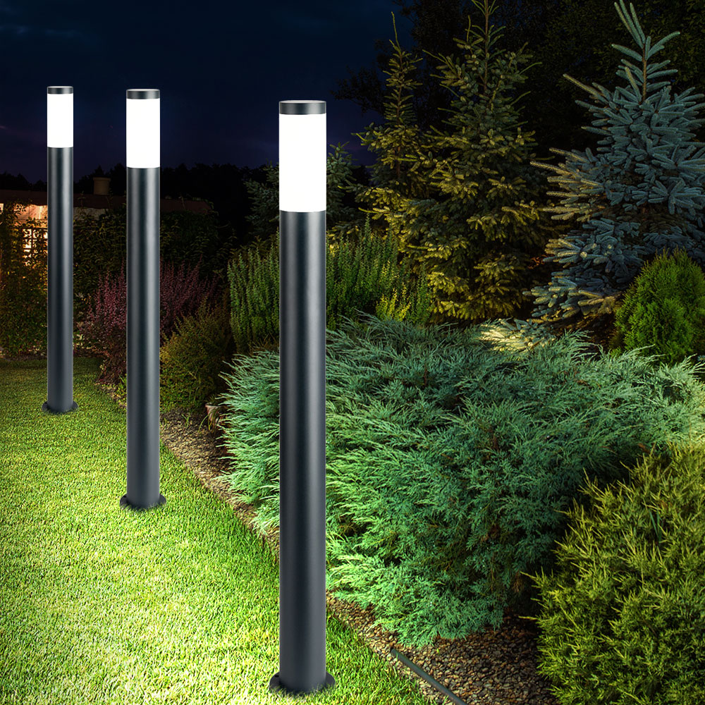 LED Außen Stand Steh Lampe Hof Veranda Edelstahl Säule Garten Leuchte