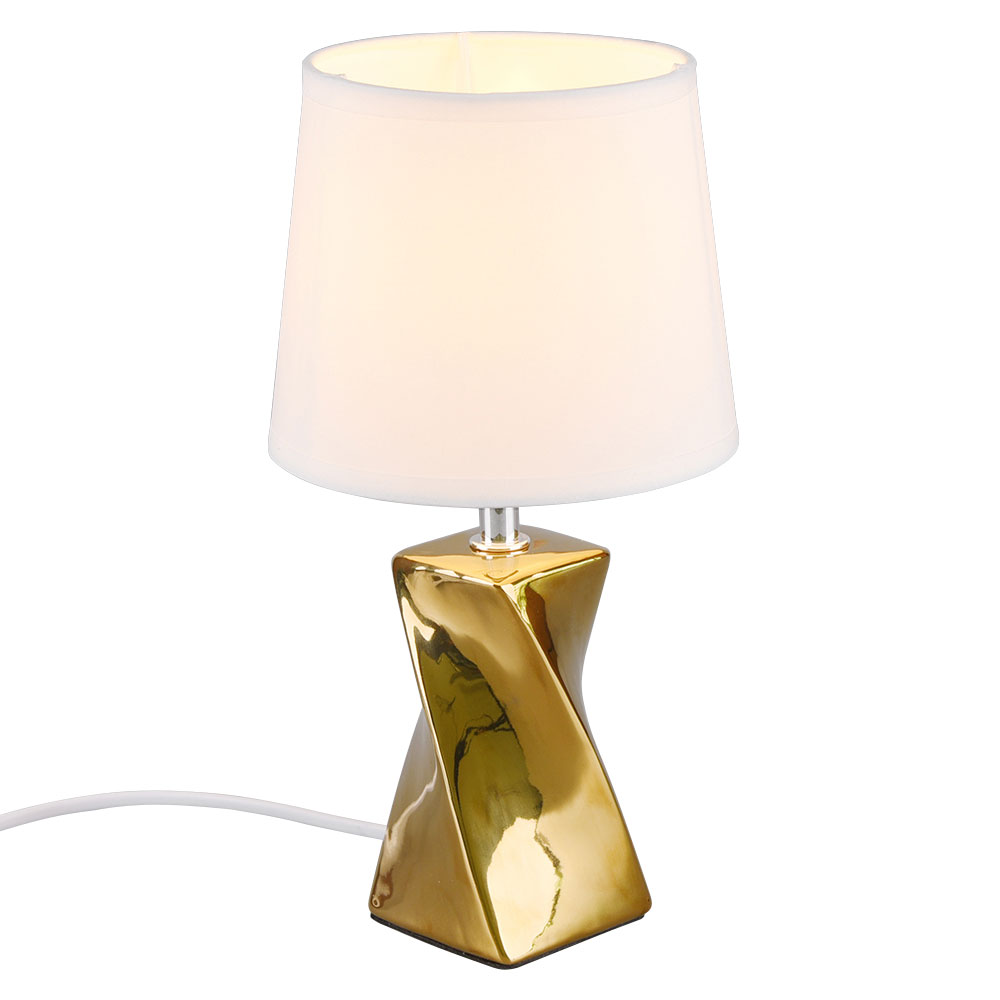 Lampe de table dimmable avec télécommande chambre lampe de table LED en  céramique dorée, changement de couleur RVB, interrupteur à cordon, 3,5W  200lm blanc chaud, DxH 20x38 cm