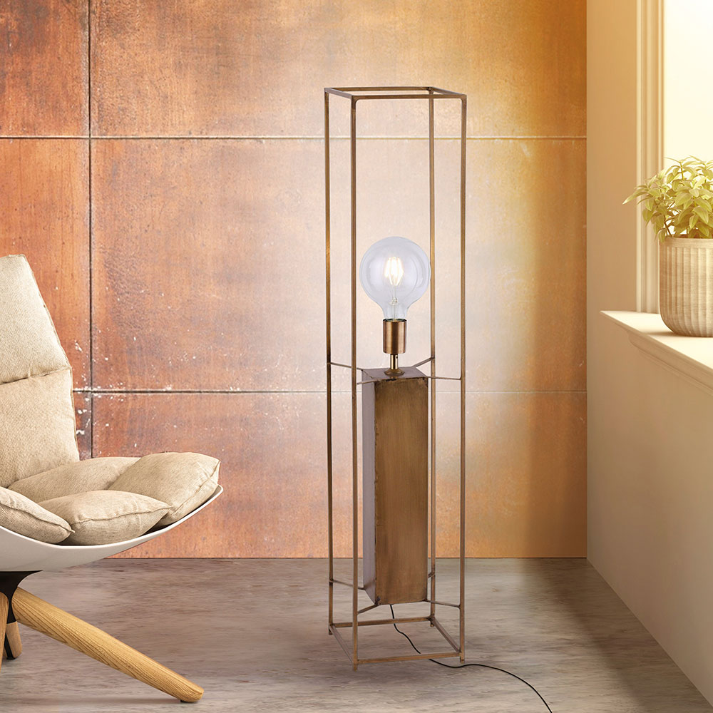 RETRO Steh Leuchte Wohn Zimmer Messing Lese Decken Fluter Stand Gitter