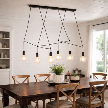 Lampa wisząca, aluminium, czarna, 6 świateł