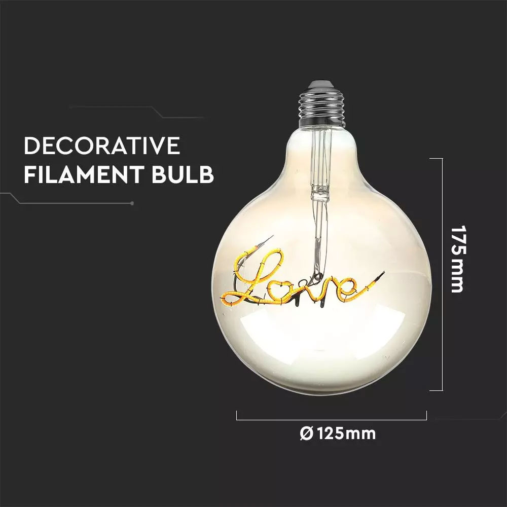 Ampoule décorative led et socle noir sans fil - La vie est belle Référence  : CD_Amp60A
