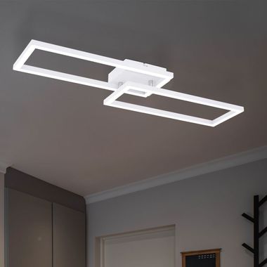 Plafonnier LED, blanc, métal, opale, D 71 cm