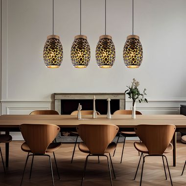 Lampada a sospensione, 4 fiamme, orientale, oro, H 120cm