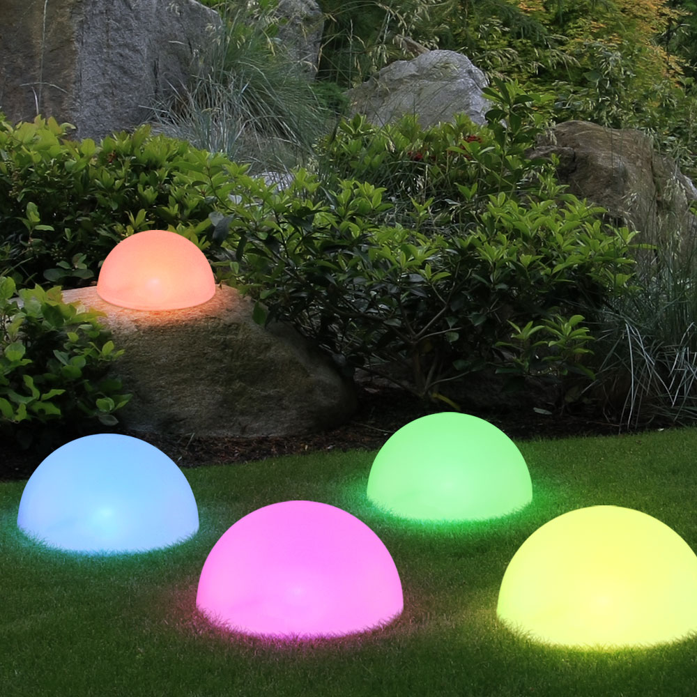 5x RGB LED lampes à prise solaire demi-boule chemin de jardin décoration  éclairage changement de couleur extérieur lumières blanc, ETC Shop:  lampes, mobilier, technologie. Tout d'une source.