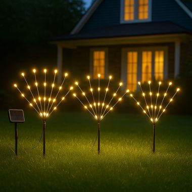 Lampa solarna LED, brązowa, szpikulec, 3 gałęzie, włącznik, wys. 62 cm