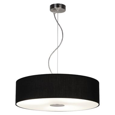 Lampe à suspension, abat-jour textile, verre satiné, H 110 cm