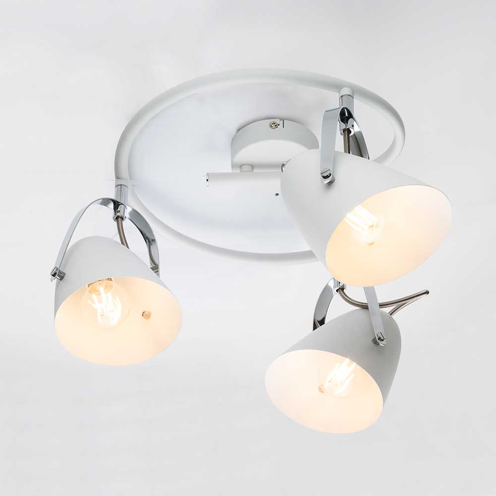 Decken Lampe Metall Chrom Leuchte Weiß Spot Rondell Strahler Beweglich  Schlaf Zimmer Beleuchtung im Set inkl. LED Leuchtmittel | ETC Shop