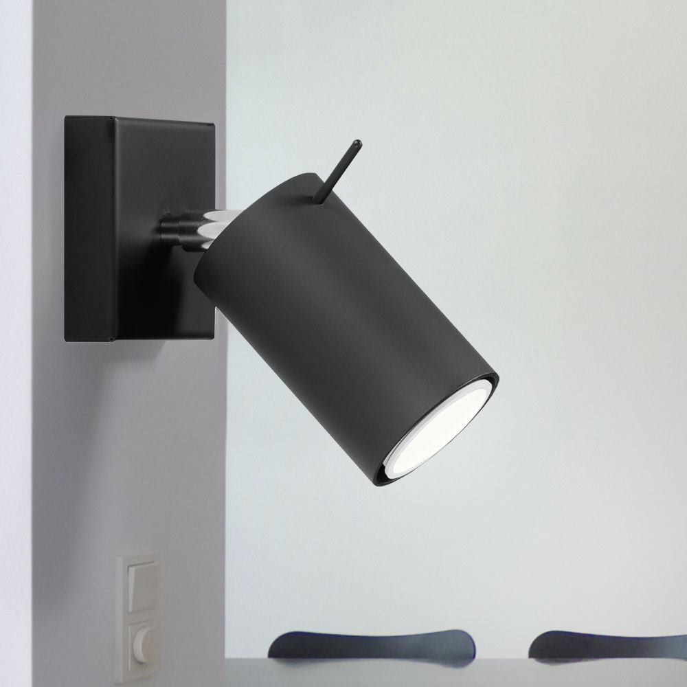 Wandspot schwarz Wandleuchte Spot schwarze Wandlampe, Strahler verstellbar,  1x GU10, LxHxT 8 x 10 x 15 cm | ETC Shop