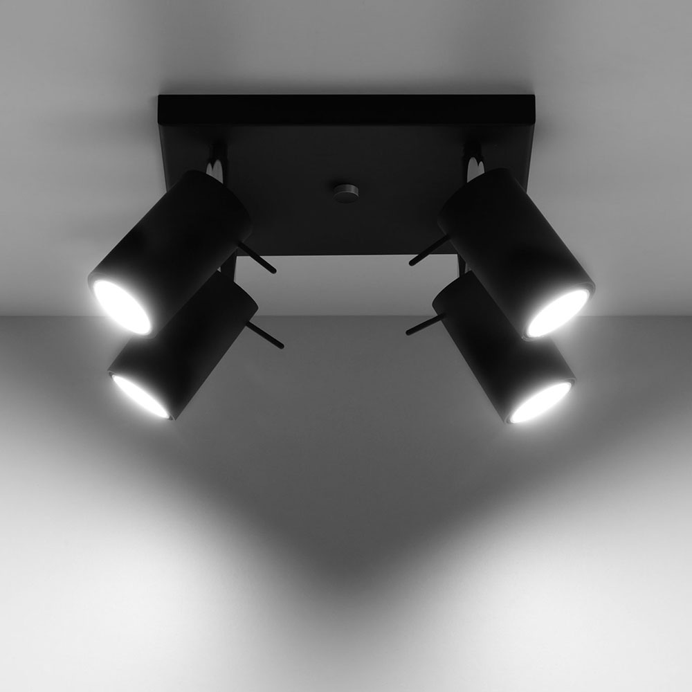 Wohnzimmer L schwarz, Beleuchtung verstellbar 25 Deckenstrahler Spot GU10, Strahler Stahl, ETC 4-flammig | 4x Deckenlampe Deckenstrahler Shop cm