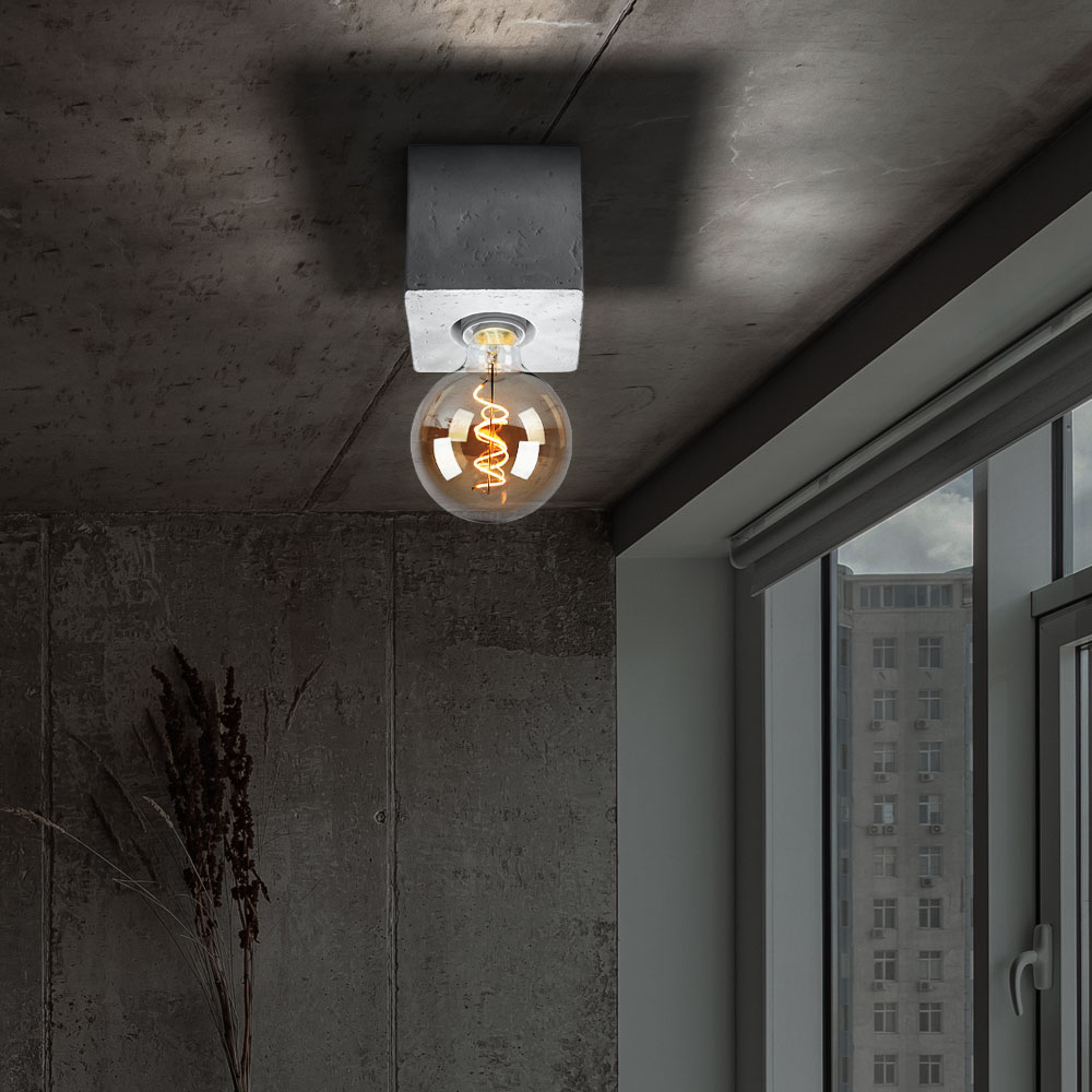 Beton Deckenleuchte Deckenlampe Industrial Wohnzimmer Lampenfassung Beton,  ohne Lampenschirm, grau, 1x E27, DxH 10x10 cm | ETC Shop
