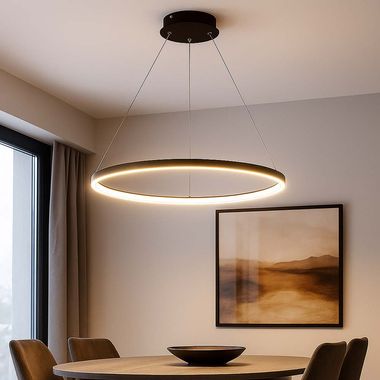 LED hanglamp, ring design, zwart, 60 cm