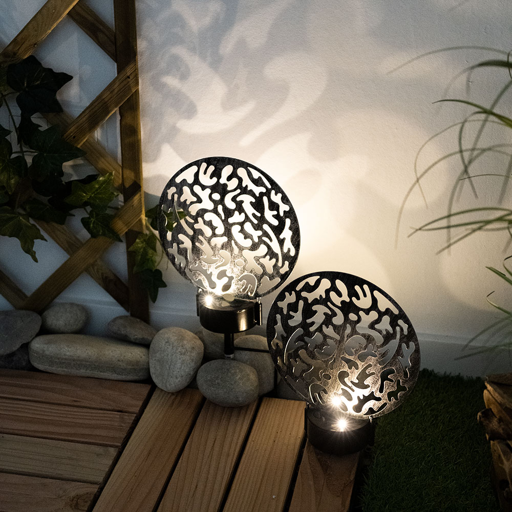 2er Set Außen LED Solar Steck Leuchte Garten Deko Lampe orientalisch
