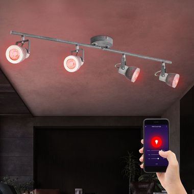 Plafonnier LED RVB, commande vocale / application, spots mobiles