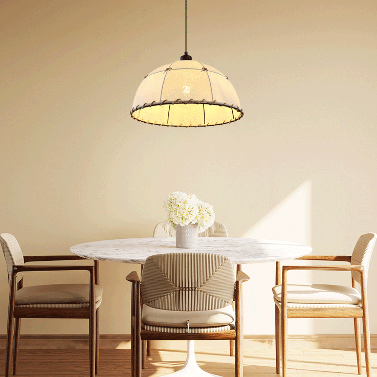 Hängeleuchte, Hanfseil, Dekornähte, beige, schwarz, H 120 cm