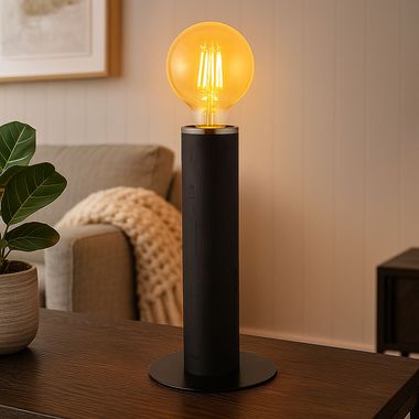 Tischleuchte, Holz, schwarz matt, H 30,5 cm