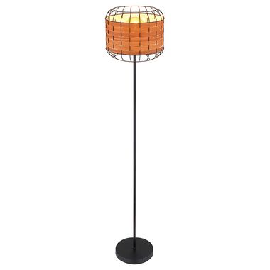 Floor lamp, cage, wood look, black, brown, H 160 cm