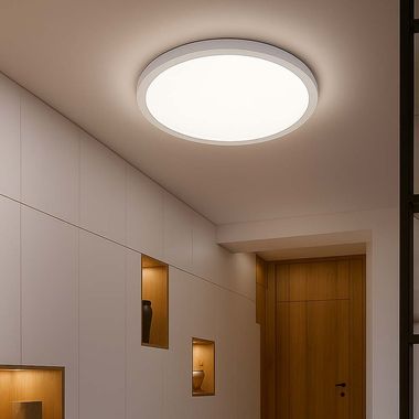 LED ceiling light, IP44, white, memory function, D 42 cm