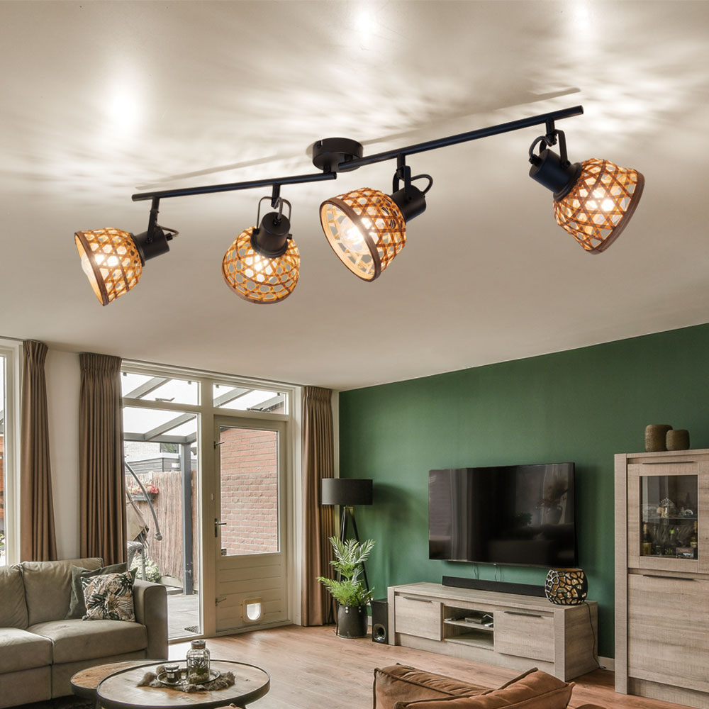 Deckenlampe, Bambus, Holz, verstellbar, L 80 cm | ETC Shop