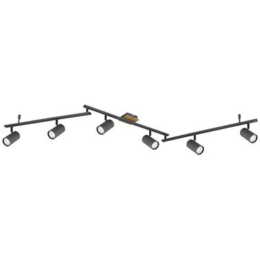 6-bulb ceiling light, spotlight, wood look, swiveling ceiling light, Scandinavian, metal graphite, 6x GU10 sockets, HxLxWxD 18.5x180x10x5.5 cm | ETC Shop: lamps, furniture, technology, household. All from one source. | ETC Shop 6-bulb ceiling light, spotlight, wood look, swiveling ceiling light, Scandinavian, metal graphite, 6x GU10 sockets, HxLxWxD 18.5x180x10x5.5 cm | ETC Shop: lamps, furniture, technology, household. All from one source. | ETC Shop