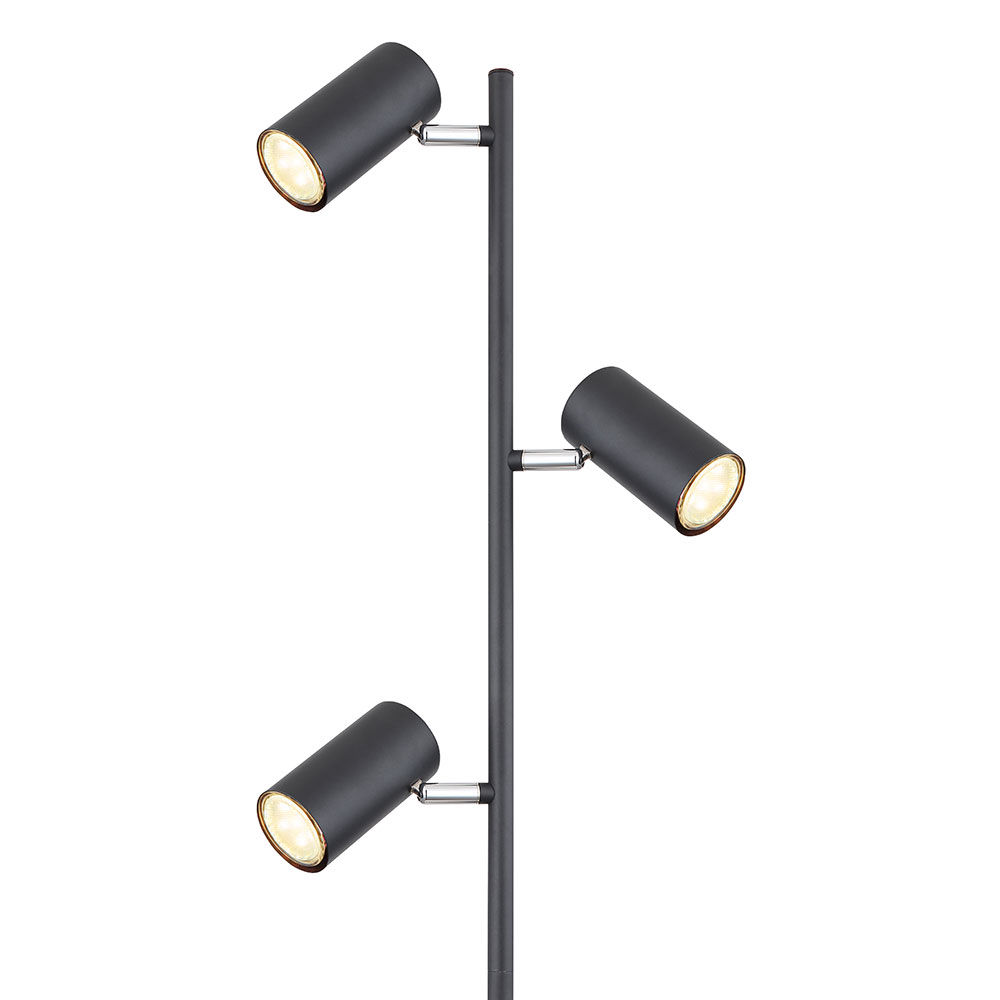 Stehlampe Standleuchte 3 Leuchten Stehlampe GU10, 3x Metall, LxBxH schwarz, | Modern Stehleuchte Flammig, schwenkbare 25x23x154 3 cm Shop ETC Wohnzimmer