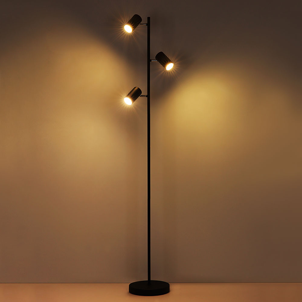 Stehlampe Standleuchte 3 Leuchten schwenkbare Stehlampe Stehleuchte  Wohnzimmer Modern schwarz, 3 Flammig, Metall, 3x GU10, LxBxH 25x23x154 cm |  ETC Shop | Standleuchten
