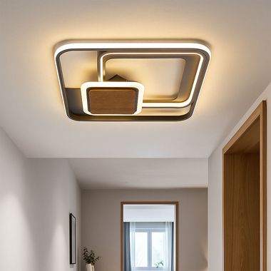 Plafoniera LED, legno, marrone scuro grafite, 48W, L 50 cm