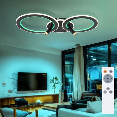 LED ceiling light, remote control, dimmable, RGB, L 89.5 cm