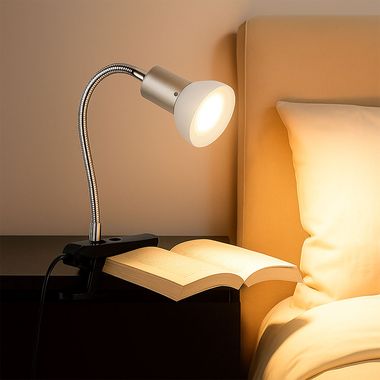 Lampada da tavolo a LED, braccio Flexo, metallo, vetro, bianco, H 34cm