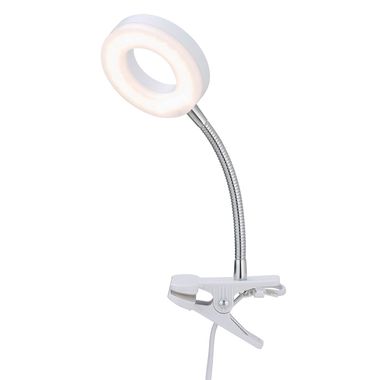 Lampa stołowa LED, ruchomy reflektor, biały, metal, wys. 21 cm
