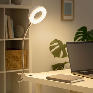 Lampe de table LED, spot mobile, blanc, métal, H 21cm