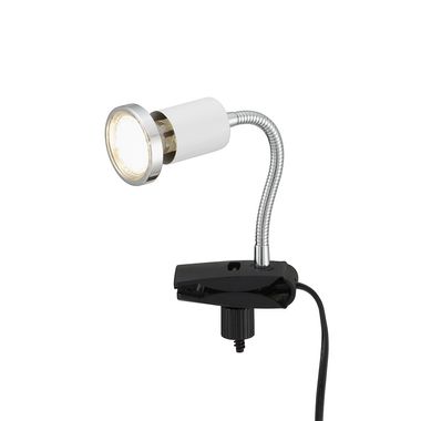 Lampa stołowa LED, elastyczna, metalowa, biała, wys. 14 cm