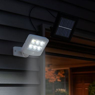 Lampa solarna LED, biała, ruchomy reflektor, czujnik ruchu