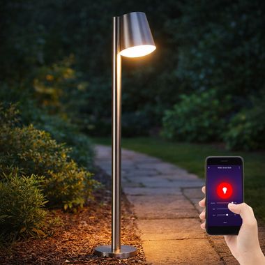 Smart Home LED Außenstehleuchte, Edelstahl, H 96,5 cm