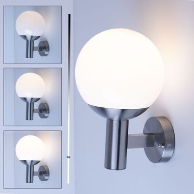 LED Außenwandlampe, Smart Home, Edelstahl, H 31,5 cm