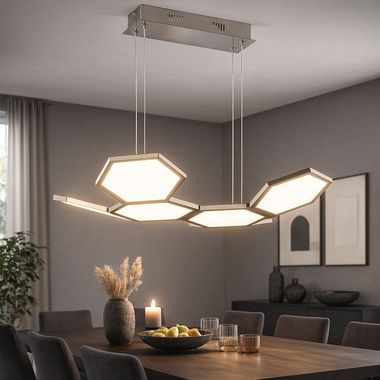 LED Pendelleuchte, dimmbar, Aluminium Acryl Metall, L 53 cm