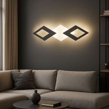 Applique LED, métal, noir, blanc 2 lumières, MORTEN