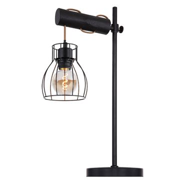Lampe de table, métal, bois, réglable en hauteur, noir, H 55 cm