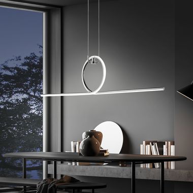 LED pendant light, chrome, L 112.5 cm