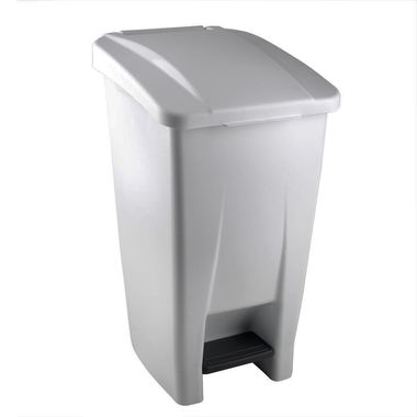 Kosz na śmieci, kółka, pedał nożny, uchwyt do przenoszenia, wys. 70 cm HACCP biały