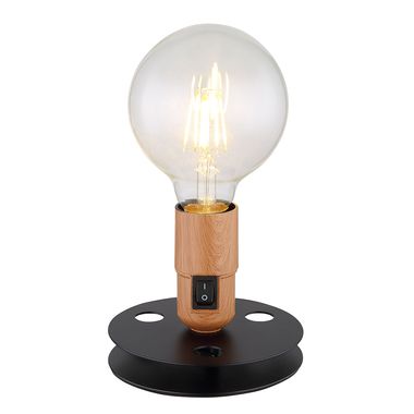 Tafellamp, houteffect, zwart, D 12 cm