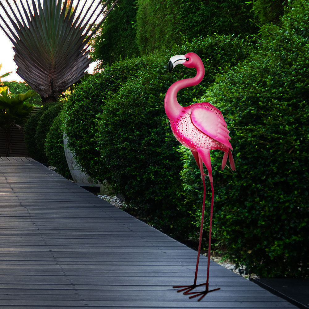 3xLED, Stahl Außen Shop H pink Gartendeko rosa, cm Solarleuchten Gartenfiguren ETC 89 für Flamingo | Tiere,