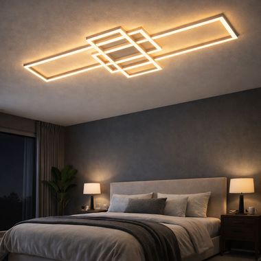 Plafonnier LED, dimmable, aluminium brossé, L 104 cm