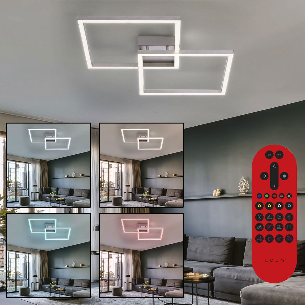LED Deckenleuchte dimmbar mit Fernbedienung Deckenlampe Smart Home Alexa,  App Sprachsteuerung, RGB Farbwechsel, 60W 3000lm warmweiß-kaltweiß, L 63 cm