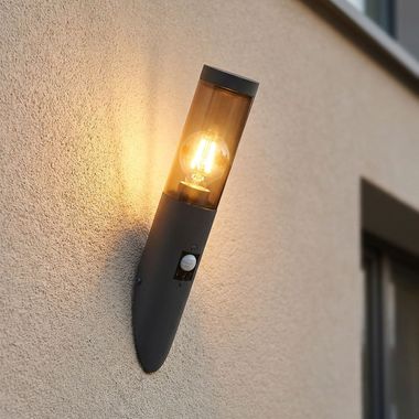 Wandlamp, fakkeldesign, antraciet rook, H 41 cm