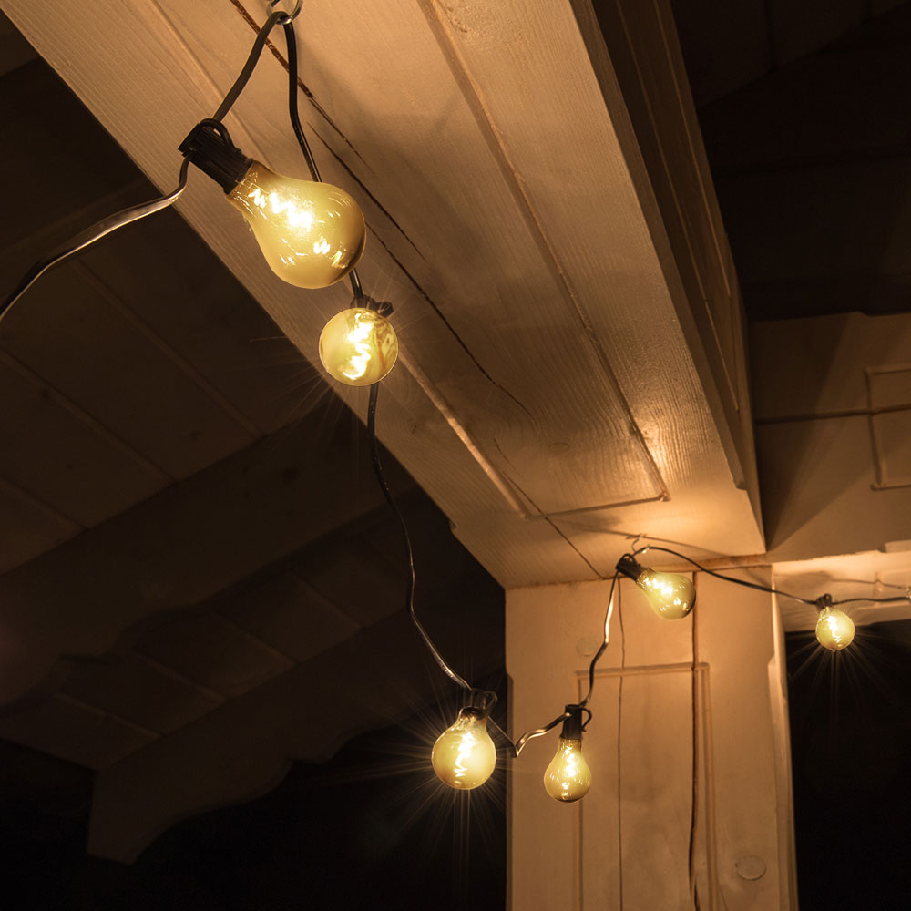 Guirlande lumineuse d'extérieur LED décoration de jardin ampoules à  filament lampe de balcon, fumée noire, 10x LED 2700K blanc chaud, LxPxH  450x8x12cm, ETC Shop: lampes, mobilier, technologie. Tout d'une source.