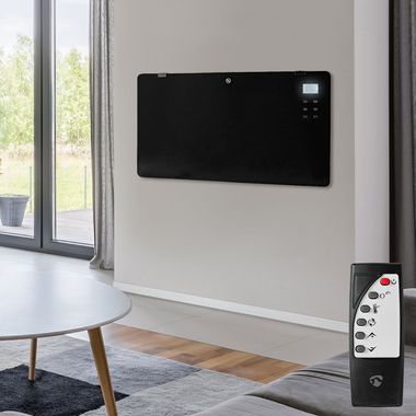 Konvektionsheizgerät, schwarz, Fernbedienung, Timer, 2 Stufen