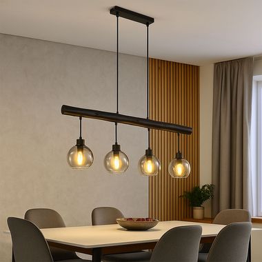 Suspension, verre fumé, noir, hauteur réglable, L 85 cm